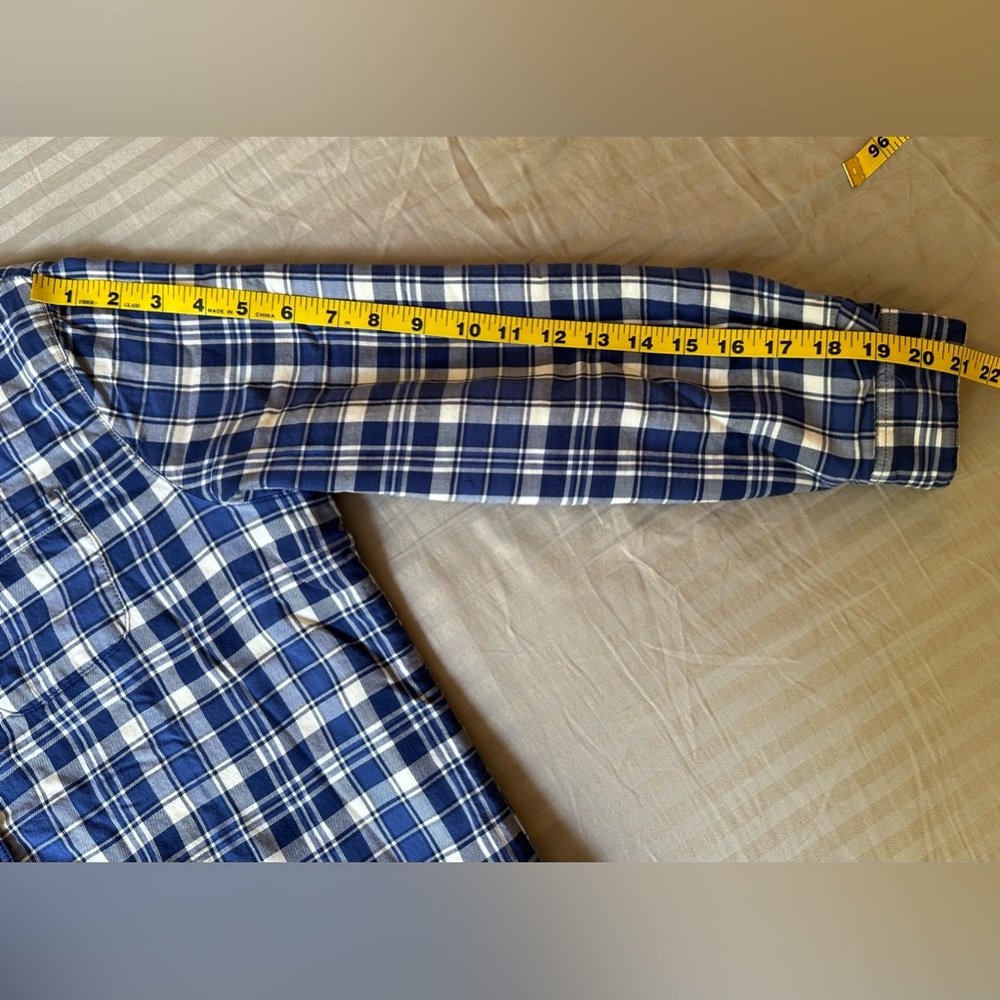 L.L. Bean•women’s Sherpa-lined flannel•XSP•blue & white plaid•100% cotton•fleece - Picture 9 of 15